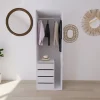 Armoire penderie blanche avec bloc 3 tiroirs GoodHome Atomia H. 225 x L. 75 x P. 58 cm