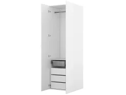 Armoire penderie blanche avec bloc 3 tiroirs GoodHome Atomia H. 225 x L. 75 x P. 58 cm