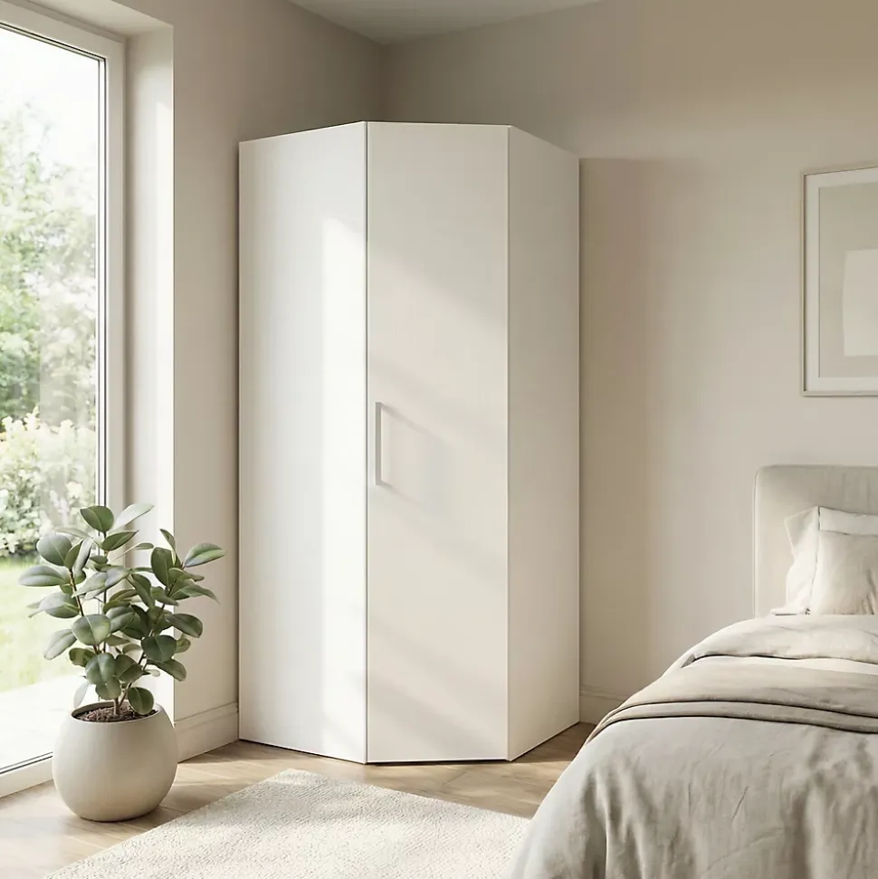 Armoire penderie d'angle blanche avec porte battante GoodHome Atomia H. 225 x L. 100 x P. 89 cm