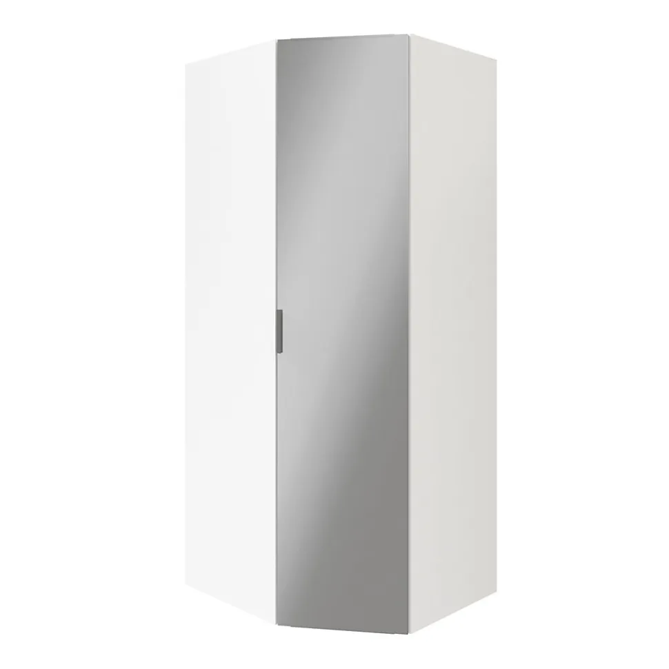 Armoire penderie d'angle blanche avec porte battante miroir GoodHome Atomia H. 225 x L. 100 x P. 89 cm