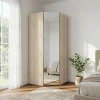 Armoire penderie d'angle effet chêne avec porte battante miroir GoodHome Atomia H. 225 x L. 100 x P. 89 cm