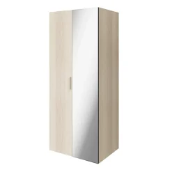 Armoire penderie effet chêne portes battantes miroir et effet chêne GoodHome Atomia H. 187,5 x L. 75 x P. 60 cm