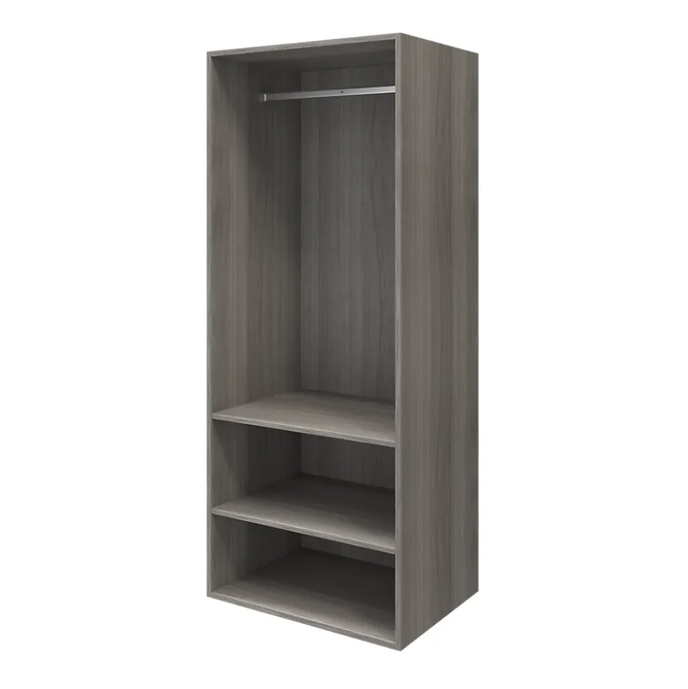 Armoire penderie effet chêne grisé portes battantes miroir et effet chêne grisé GoodHome Atomia H. 187,5 x L. 75 x P. 60 cm