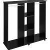 Armoire penderie meuble de rangement mobile 6 roulettes 120L x 40l x 128H cm panneaux de particules aspect bois noir