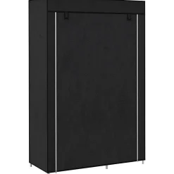 Armoire penderie multi-rangement - 6 étagères, 1 barre - dim. 103L x 43l x 162,5H cm - acier noir non tissé noir