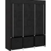 Armoire penderie pliable 5 étagères 2 tringles 3 tiroirs tissu noir