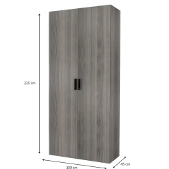 Armoire penderie portes battantes effet chêne grisé GoodHome Atomia H. 225 x L. 100 x P. 45 cm
