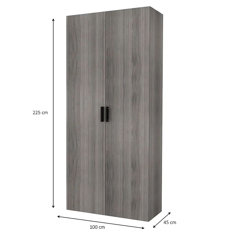 Armoire penderie portes battantes effet chêne grisé GoodHome Atomia H. 225 x L. 100 x P. 45 cm