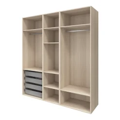 Armoire penderie portes battantes miroir et effet chêne GoodHome Atomia H. 225 x L. 200 x P. 60 cm