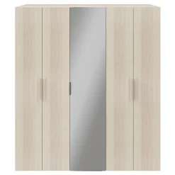 Armoire penderie portes battantes miroir et effet chêne GoodHome Atomia H. 225 x L. 200 x P. 60 cm