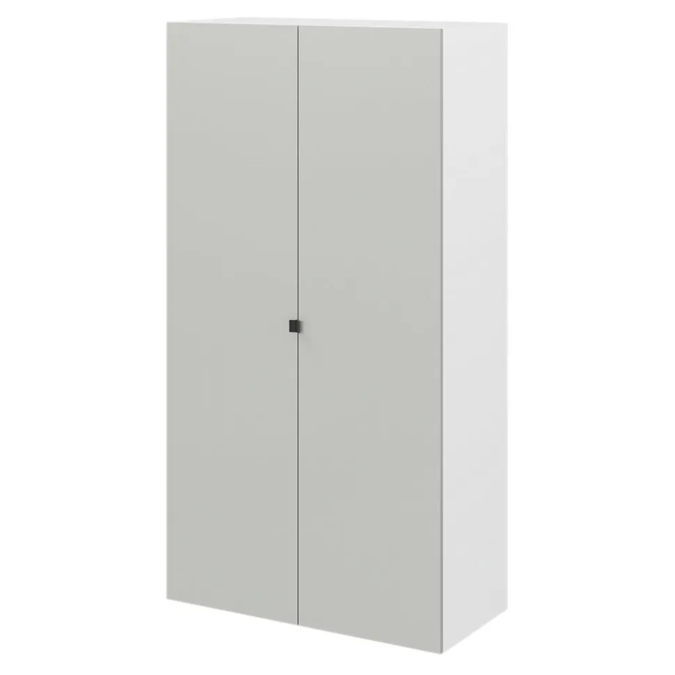 Armoire penderie portes battantes gris clair et blanc GoodHome Atomia H. 187 x L. 100 x P. 45 cm