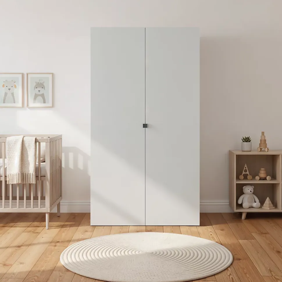 Armoire penderie portes battantes gris clair et blanc GoodHome Atomia H. 187 x L. 100 x P. 45 cm