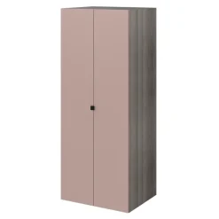 Armoire penderie portes battantes rose taupe et effet chêne GoodHome Atomia H. 187 x L. 75 x P. 58 cm