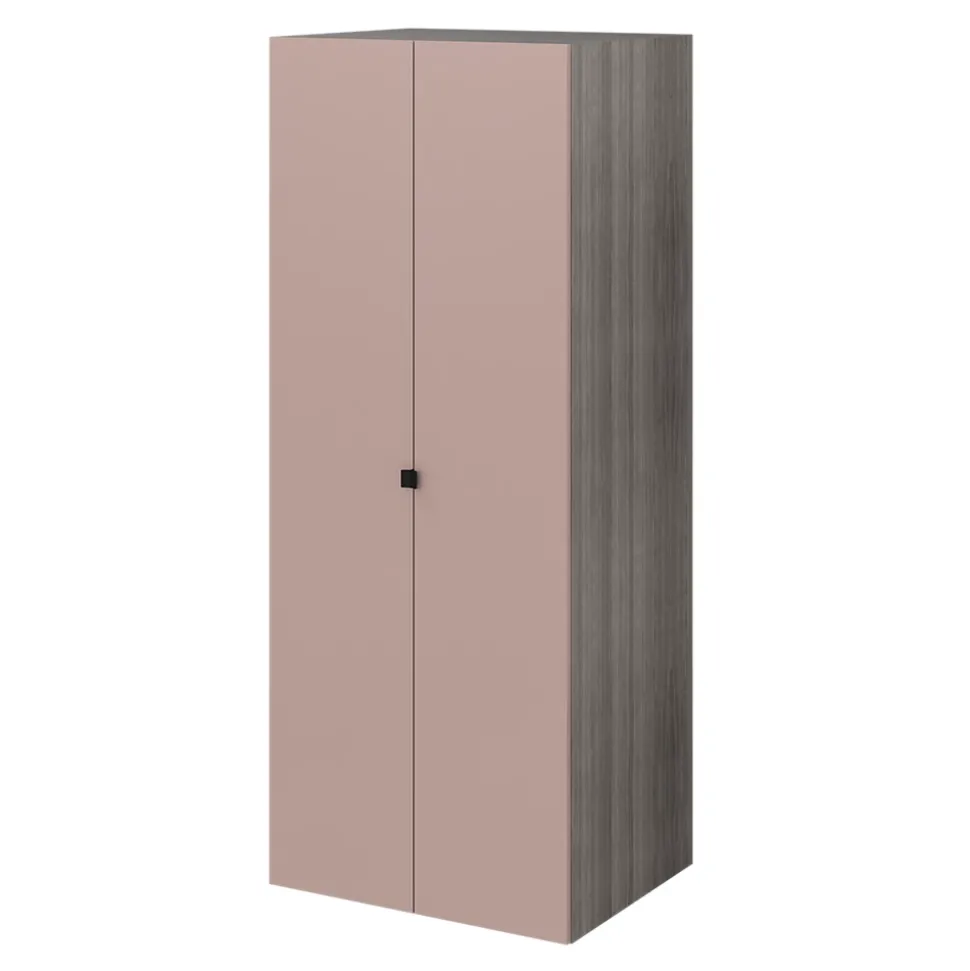Armoire penderie portes battantes rose taupe et effet chêne GoodHome Atomia H. 187 x L. 75 x P. 58 cm