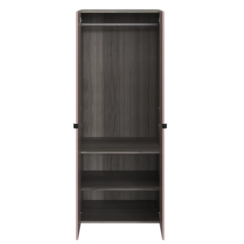 Armoire penderie portes battantes rose taupe et effet chêne GoodHome Atomia H. 187 x L. 75 x P. 58 cm