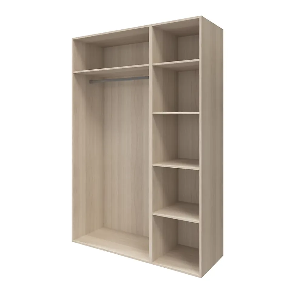 Armoire penderie portes battantes miroir et effet chêne GoodHome Atomia H. 225 x L. 150 x P. 60 cm