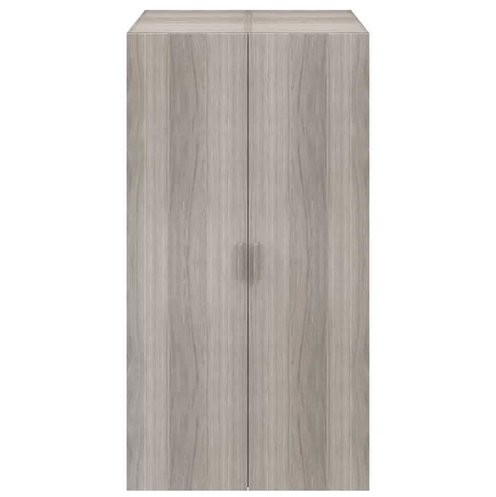 Armoire penderie portes battantes effet chêne grisé avec 6 étagères GoodHome Atomia H. 187,5 x L. 100 x P. 60 cm