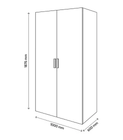 Armoire penderie portes battantes effet chêne grisé avec 6 étagères GoodHome Atomia H. 187,5 x L. 100 x P. 60 cm