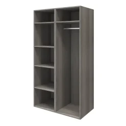 Armoire penderie portes battantes effet chêne grisé avec 6 étagères GoodHome Atomia H. 187,5 x L. 100 x P. 60 cm