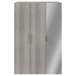 Armoire penderie portes battantes miroir et effet chêne grisé GoodHome Atomia H. 225 x L. 150 x P. 60 cm