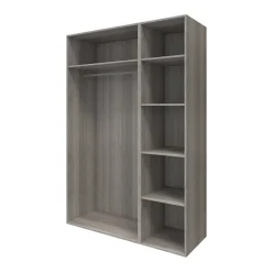 Armoire penderie portes battantes miroir et effet chêne grisé GoodHome Atomia H. 225 x L. 150 x P. 60 cm