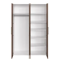Armoire penderie portes battantes effet noyer et blanc GoodHome Atomia H. 225 x L. 150 x P. 58 cm