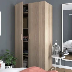 Armoire penderie portes battantes effet chêne avec 5 étagères GoodHome Atomia H. 187,5 x L. 100 x P. 60 cm