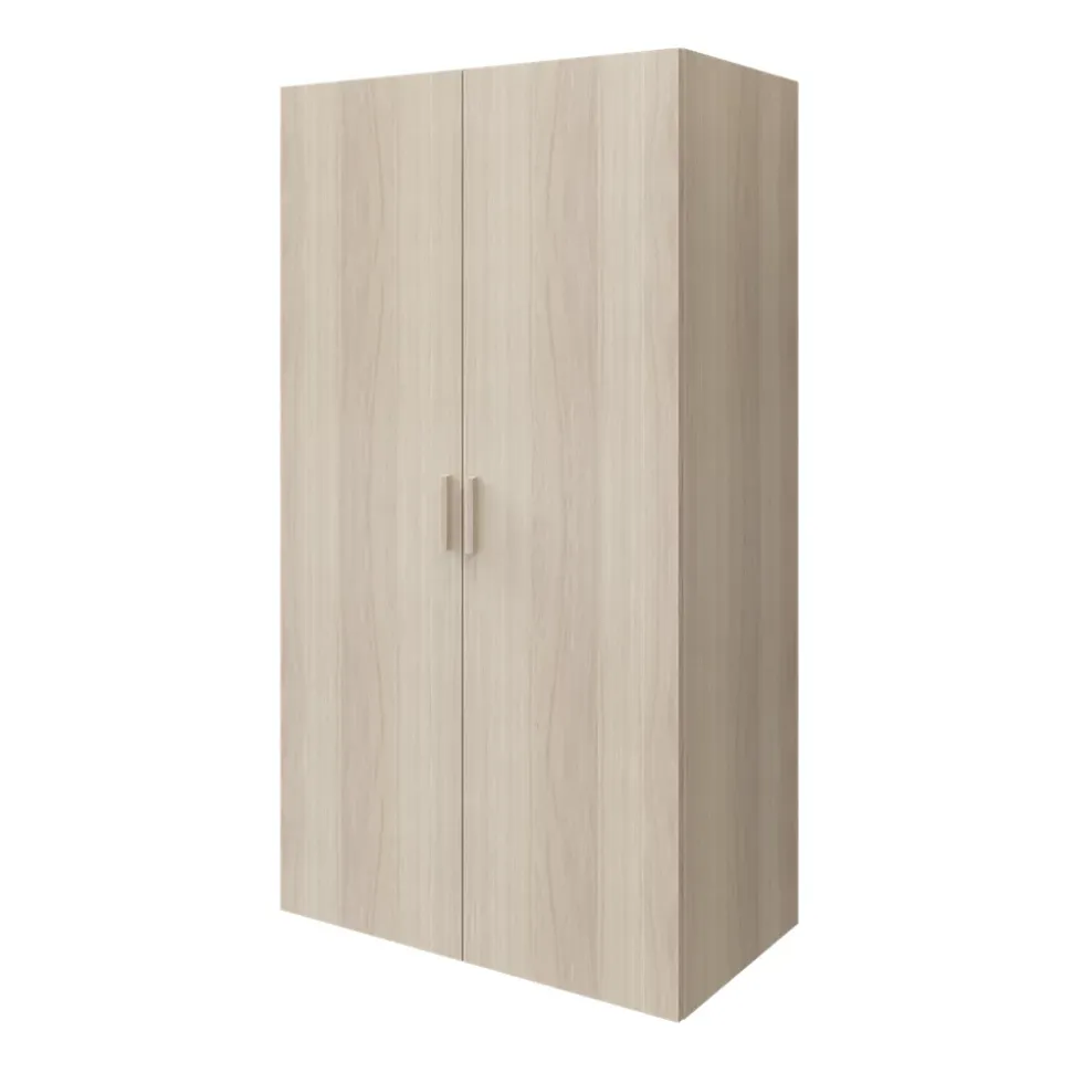 Armoire penderie portes battantes effet chêne avec 5 étagères GoodHome Atomia H. 187,5 x L. 100 x P. 60 cm