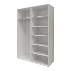 Armoire penderie portes coulissantes blanches brillantes et anthracite brillant GoodHome Atomia H. 225 x L. 150 x P. 63,5 cm