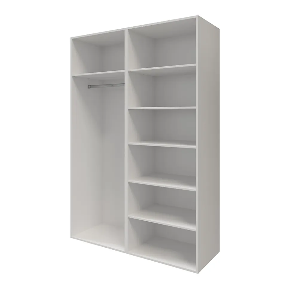 Armoire penderie portes coulissantes blanches brillantes et anthracite brillant GoodHome Atomia H. 225 x L. 150 x P. 63,5 cm