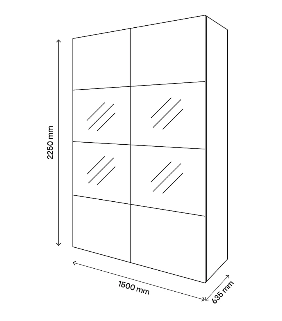Armoire penderie portes coulissantes blanches brillantes et anthracite brillant GoodHome Atomia H. 225 x L. 150 x P. 63,5 cm
