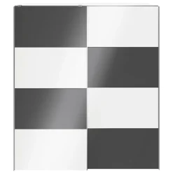 Armoire penderie portes coulissantes blanches brillantes et anthracite brillant GoodHome Atomia H. 225 x L. 200 x P. 63,5 cm