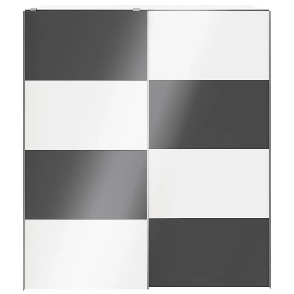 Armoire penderie portes coulissantes blanches brillantes et anthracite brillant GoodHome Atomia H. 225 x L. 200 x P. 63,5 cm