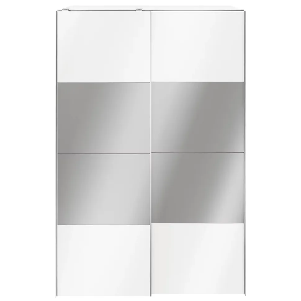 Armoire penderie portes coulissantes blanches brillantes et miroir GoodHome Atomia H. 225 x L. 150 x P. 63,5 cm