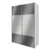 Armoire penderie portes coulissantes anthracite brillant et miroir GoodHome Atomia H. 225 x L. 150 x P. 63,5 cm
