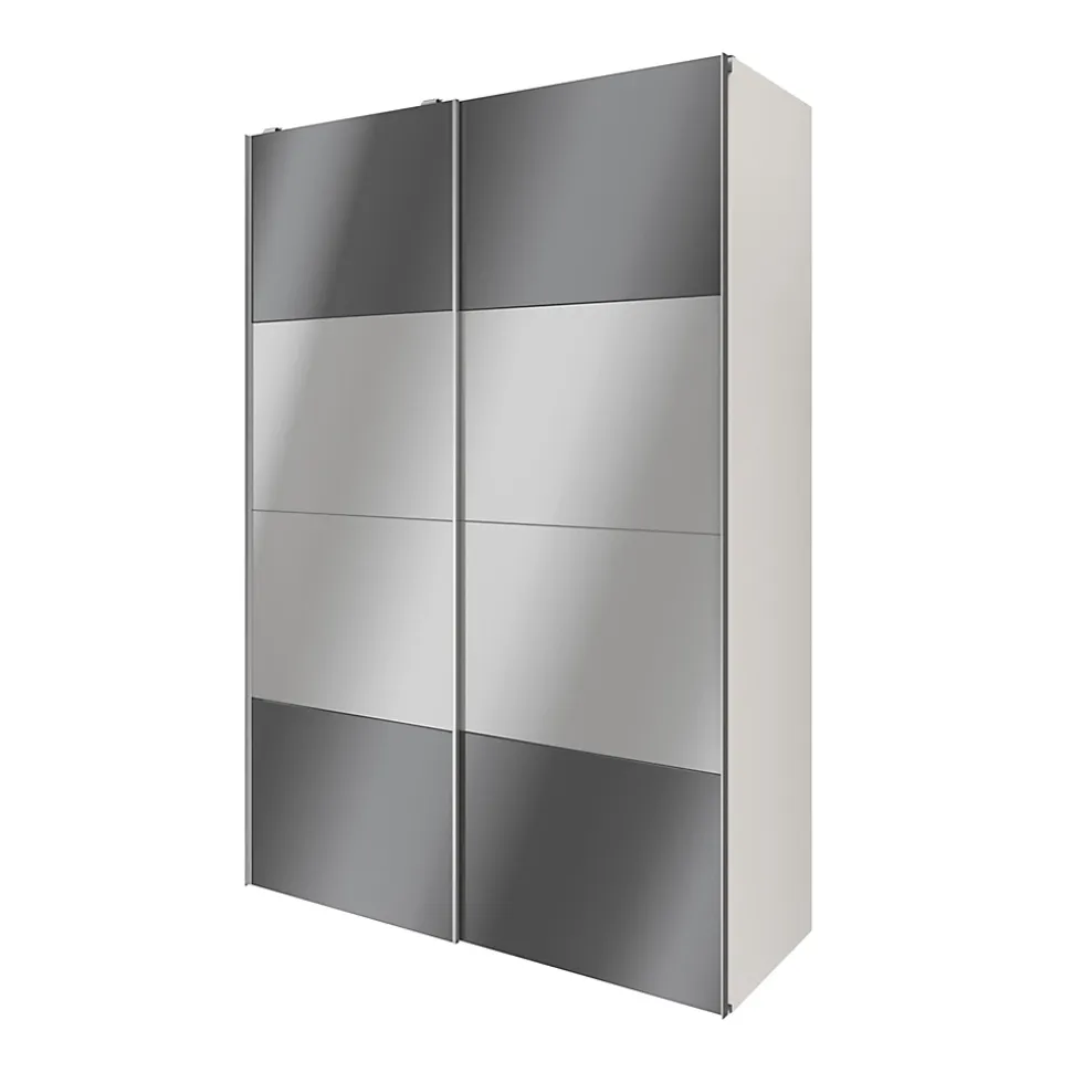 Armoire penderie portes coulissantes anthracite brillant et miroir GoodHome Atomia H. 225 x L. 150 x P. 63,5 cm