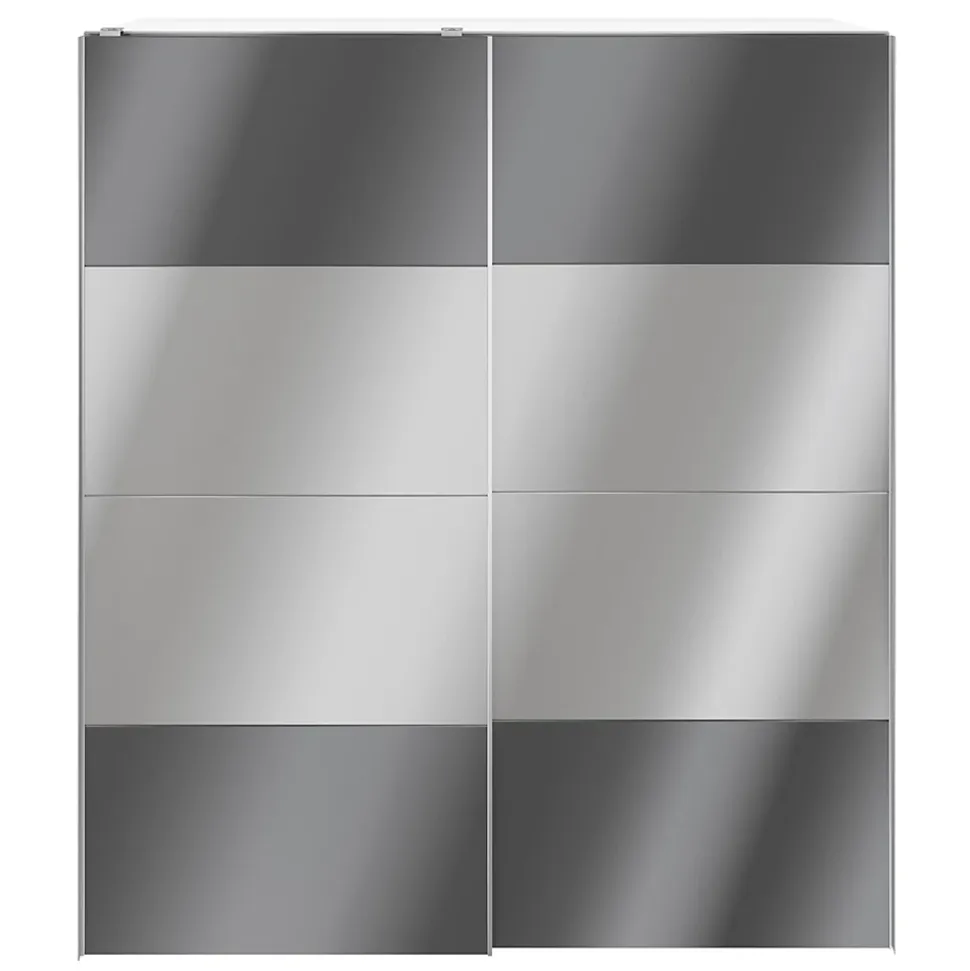 Armoire penderie portes coulissantes anthracite brillant et miroir GoodHome Atomia H. 225 x L. 200 x P. 63,5 cm