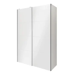 Armoire penderie portes coulissantes blanches brillantes GoodHome Atomia H. 225 x L. 150 x P. 63,5 cm