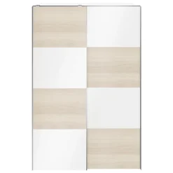 Armoire penderie portes coulissantes blanches brillantes et effet chêne GoodHome Atomia H. 225 x L. 150 x P. 63,5 cm