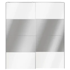 Armoire penderie portes coulissantes blanches brillantes et miroir GoodHome Atomia H. 225 x L. 200 x P. 63,5 cm