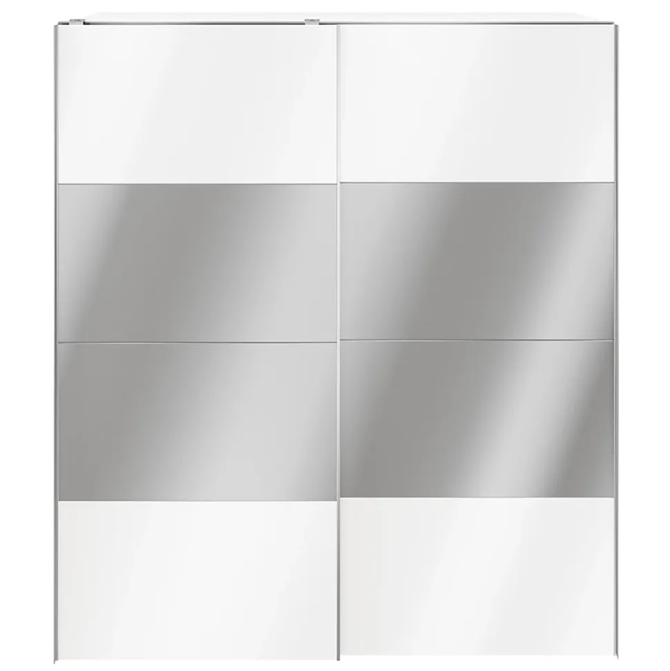 Armoire penderie portes coulissantes blanches brillantes et miroir GoodHome Atomia H. 225 x L. 200 x P. 63,5 cm