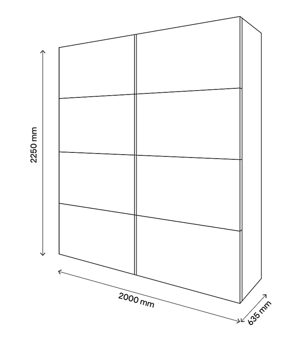 Armoire penderie portes coulissantes blanches brillantes et miroir GoodHome Atomia H. 225 x L. 200 x P. 63,5 cm