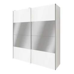 Armoire penderie portes coulissantes blanches et miroir GoodHome Atomia H. 225 x L. 200 x P. 63,5 cm