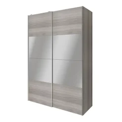 Armoire penderie portes coulissantes effet chêne grisé et miroir GoodHome Atomia H. 225 x L. 150 x P. 63,5 cm
