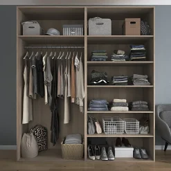 Armoire penderie portes coulissantes effet chêne GoodHome Atomia H. 225 x L. 200 x P. 63,5 cm