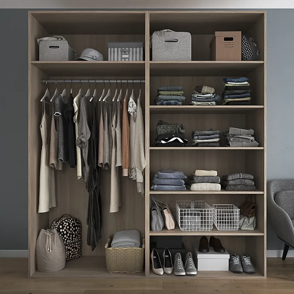 Armoire penderie portes coulissantes effet chêne GoodHome Atomia H. 225 x L. 200 x P. 63,5 cm