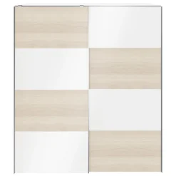 Armoire penderie portes coulissantes blanches mates et effet chêne GoodHome Atomia H. 225 x L. 200 x P. 63,5 cm