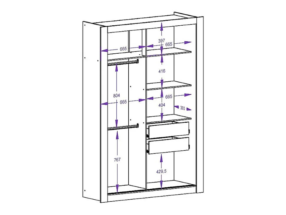 Armoire PETTERI - 2 portes coulissantes - Avec miroir - L.152 cm - Blanc
