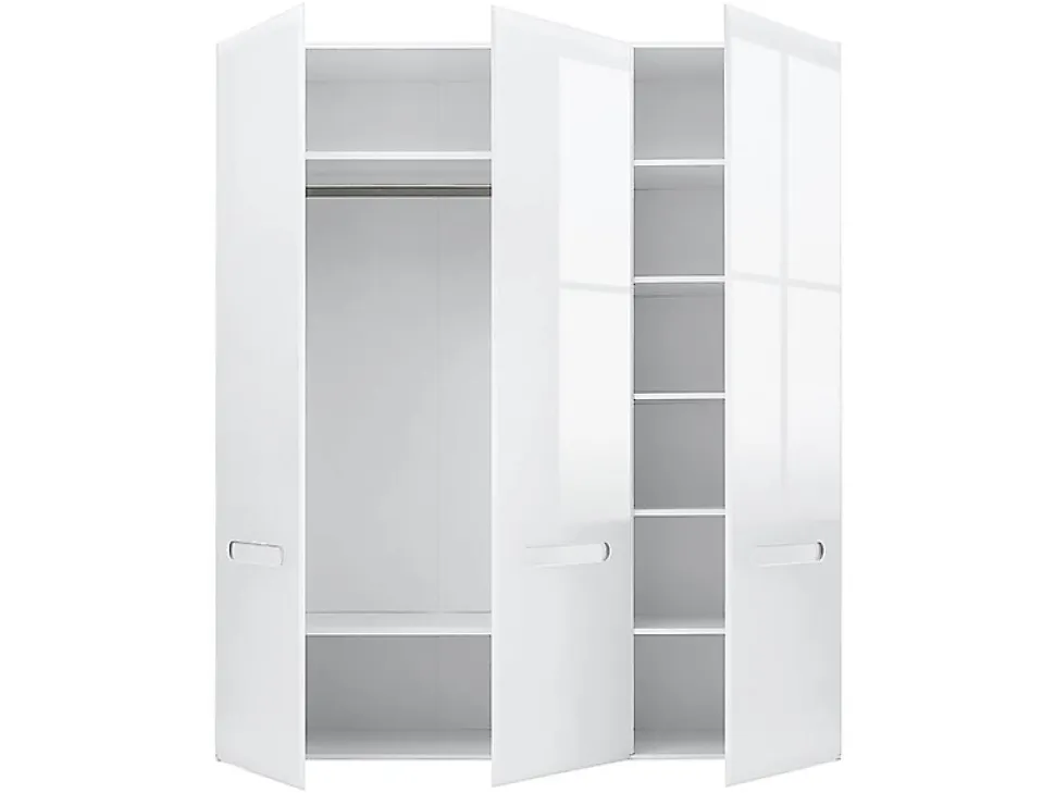 Armoire Placard à 4 portes ,coloris Blanc/Blanc haute brillance - Longueur 180 x Profondeur 57 x Hauteur 210 cm