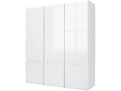 Armoire Placard à 4 portes ,coloris Blanc/Blanc haute brillance - Longueur 180 x Profondeur 57 x Hauteur 210 cm